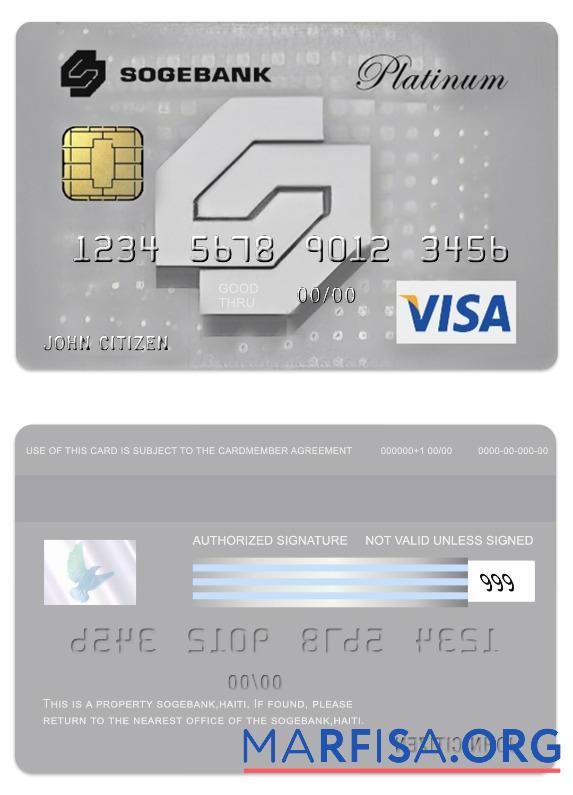 Printable Haiti SogeBank visa platinum card sample
